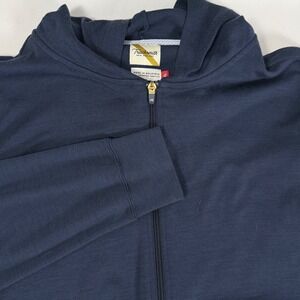 Tracksmith Merino Wool Full Zip Hoodie Navy Blue Running Track Jacket Mens XL